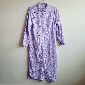3 Stars Italian Cotton Paisley Eyelet Dress In Lavender